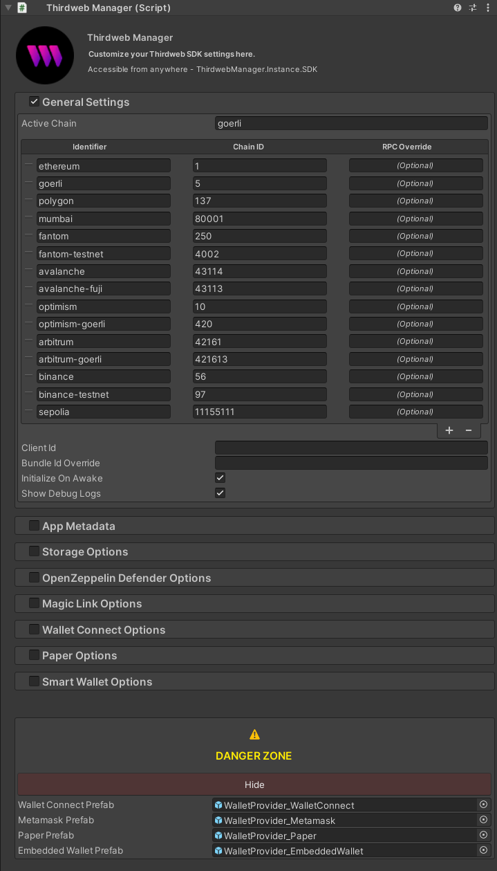 ThirdwebManager Inspector